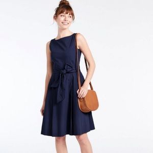 LL Bean | Classic Navy Blue Sleeveless Poplin Dress